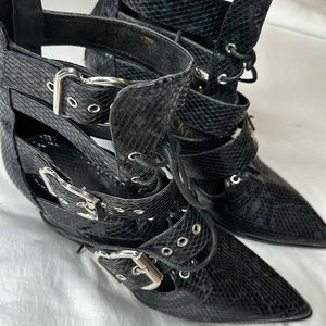Black buckle ankle boot